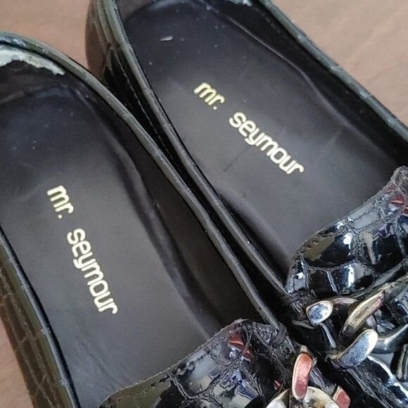 Mr. Seymour Unisex black Patten leather Kids shoes size 4 M - Picture 5 of 7